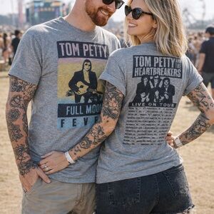 Tom Petty Full Moon Fever Tour Band T-Shirt Medium Gray Merch Cotton Indie